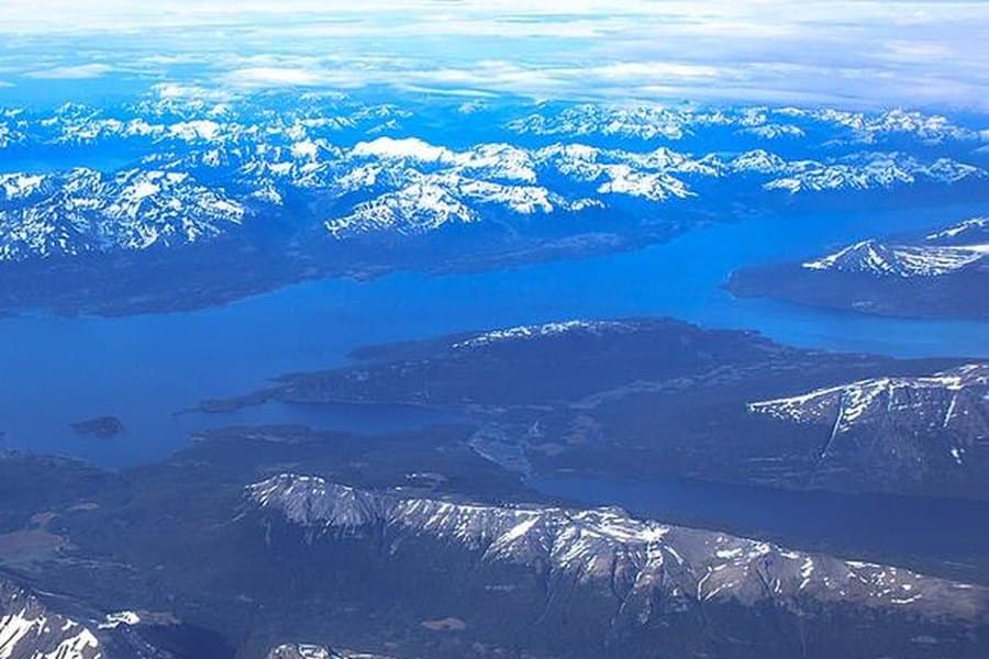 Vista aérea de la cordillera fueguina